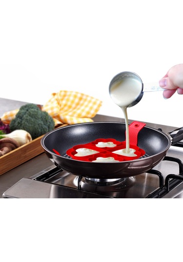 Ximistore9 Silikon Yumurta Pişirme Kalıbı - 4 Lü Kalp Ve Çiçek Şekilli Yumurta Moldu Diğer