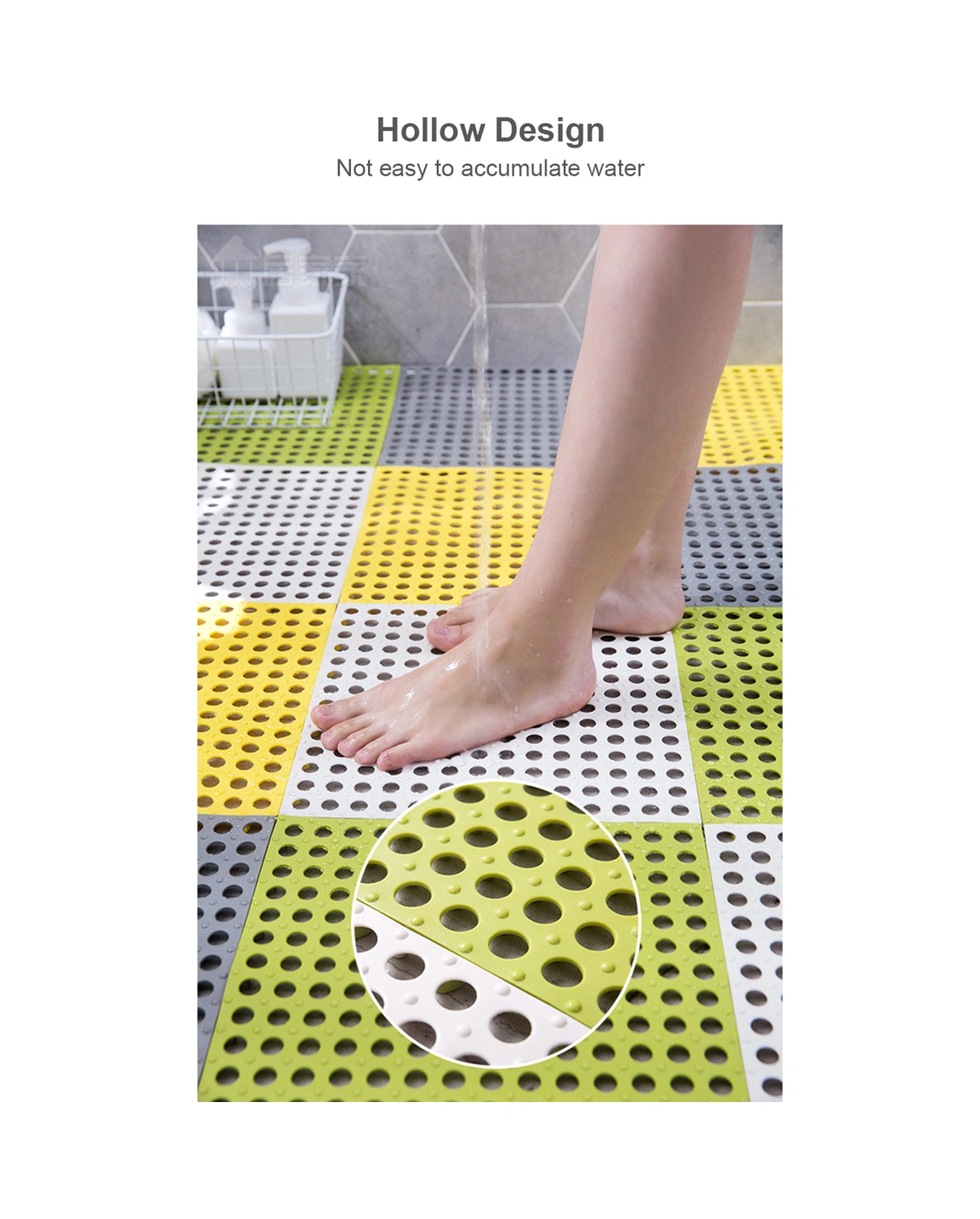 Fosenze Banyo Tepsi: Kayganlık Önleyici, Kırpılabilir, Su Akışlı, Masajlı, Pvc, Siyah, Kombine Edilebilir, 30x30cm Siyah