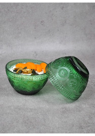 2 Adet Zümrüt Yeşili Cam Bowl Kase Çorba Sunum Kahvaltılık Yulaf