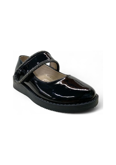 134 Kız Çocuk Okul Öncesi Babet Siyah Rugan