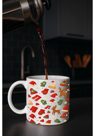 Kupa Yılbaşı Görselli Bardak Beyaz