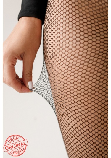 Heleni Kadın File Siyah Külotlu Çorap Siyah