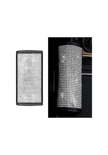 Ranyeek Siyah Pu Deri El Fren Kılıfı, Taşlı Desenli Araba El Freni Koruyucu Örtü