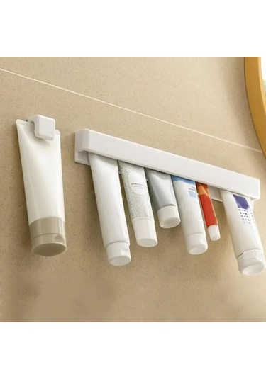 Wholesale11 Duvara Monte Uzun Diş Macunu Tutucu Çok Fonksiyonlu Beyaz