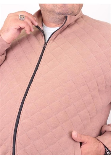 Starbattal Büyük Beden Fermuarlı Hırka Diamond 23281 S.Kahve-S.Kahve