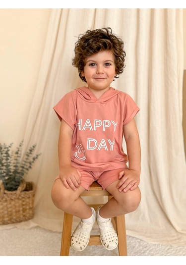 Kapüşonlu Yazlık Baskılı Takım 2404kpsnyzlyk Gülkurusu