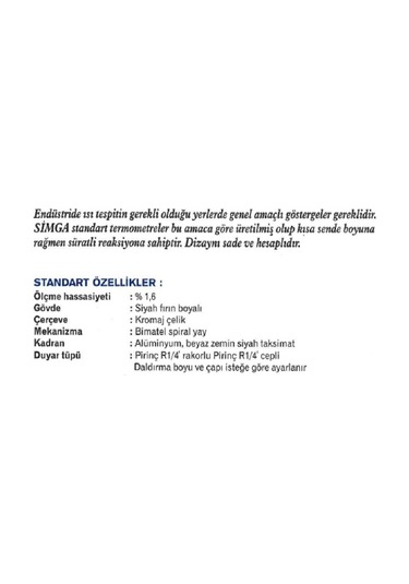 Kahveci Kazanı Termometresi 63-120c Derece 5 CM