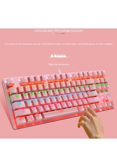 Leaven K550 87 Tuşlu Yeşil Switch Kablolu RGB Mekanik Oyuncu Klavye