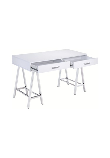 Olivia Paslanmaz Metal Beyaz Çalışma Masası