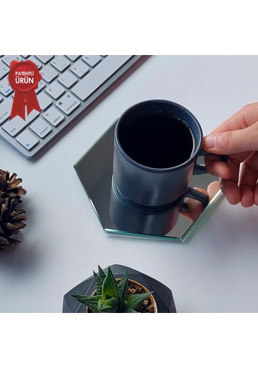 Decorita Ayna Bardak Altlığı 4'lü Takım Altıgen Düz Ayna Diğer