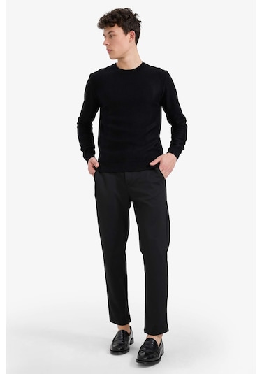 Defacto Standart Fit Bisiklet Yaka Triko Kazak C9618ax25aubk27 Siyah