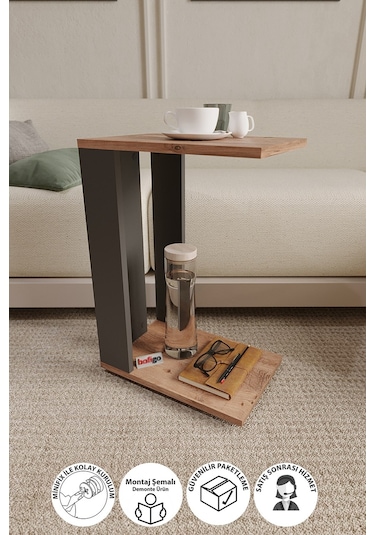 Bofigo C Sehpa Tekerlekli Sehpa Yan Sehpa Koltuk Sehpası Çam - An