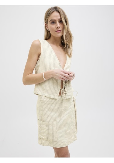 Jack & Jones Kadın Keten Karışımlı Etek - Siri - 12273061 Feather Gray Gri