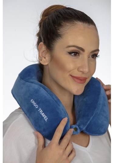 Viscofoam Comfy Ortopedik Seyahat Yastığı Visco Boyun Destekli Seyahat Yastığı - Mavi | Ergo Travel