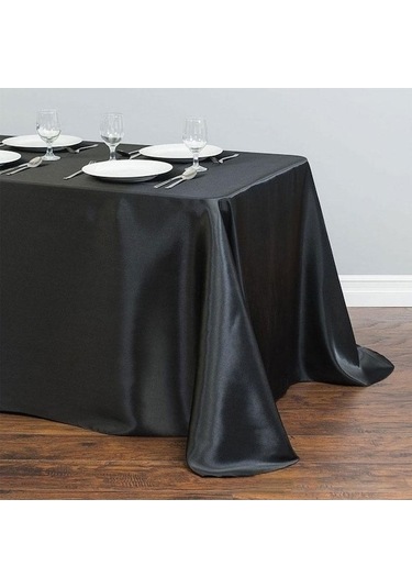 Ankatek Siyah Saten Parti Örtüsü Örtüsü Masa Masa Kumaş Koruyucu Düğün Dikdörtgen Dekorasyon 1pc Pp Diğer - 0.80 X 100 Diğer