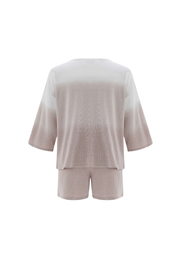 Peraluna Siri Blouse & Shorts Yazlık Triko Kadın Şort Takım Bej Bej