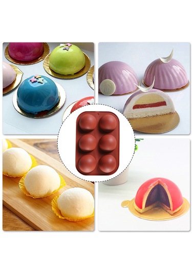 Yaozixa 4 Adet Yapışmaz Silikon Yarıküre Kalıp - Çikolata, Jöle Ve Mousse İçin Mükemmel Pişirme Çözümü Kahverengi