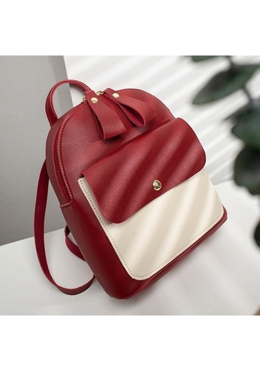 Kadın Günlük Çift Çekme Çapraz Askı Sırt Çantası Kırmızı Rw Kırmızı