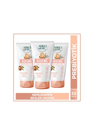 Arko Nem Yoğun Bakım Kremi Badem Sütü 3x60 Ml