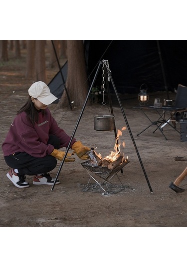 Wondernest Tripod Titanyum Standı Şık Shınetrıp Renk Pot Pişirme Piknik Kamp İçin Asılı Alüminyum Alaşımlı Açık A073 - Ju Gri