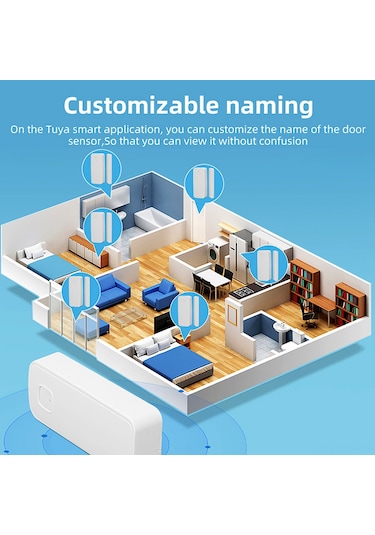 Suofeng Tuya Akıllı Pencere/kapı Sensörü, Uzak Kumanda, Uyarı Bildirimi, Tuya Smart & Smart Life Uygulaması Desteği, Ev Güvenliği Alarmı
