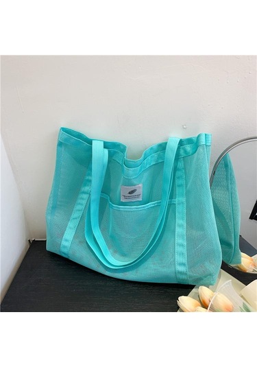 Mint Yeşili Yogodlns Kadın Örgü Büyük Kapasiteli Hollow Out Plaj Omuzdan Askili Çanta Moda Naylon Düz Renk Alışveriş Çantası Mint Yeşili