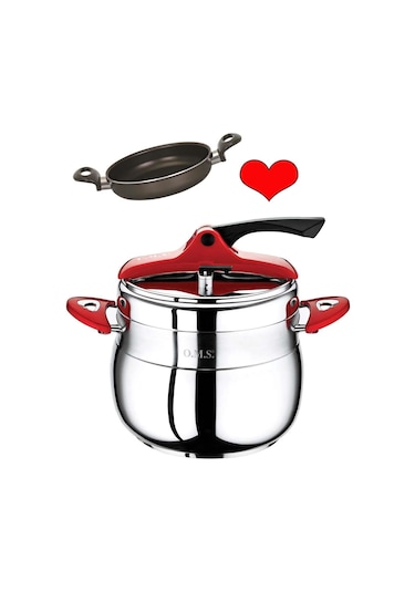 Oms Çelik Düdüklü Tencere 9 Litre Ve Mehtap Teflon Sahan 18 Cm Kırmızı