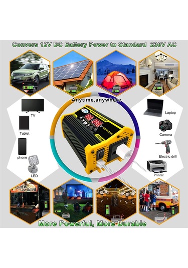 Legend Iı Generation 12v - 110v 4000w Modifiye Kare Dalga Araba Güç Çeviricisi Siyah