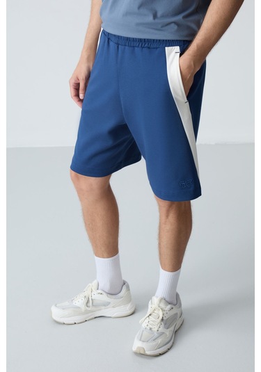 Tommy Life Parlament Pamuklu Kalın Yumuşak Dokulu Standart Fit Basic Erkek Şort - 81280 Mavi