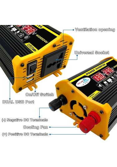 Sones Legend II Nesil 12v - 220v 300w Araç Güç Çeviricisi Siyah