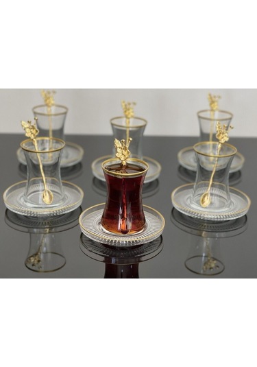 Çeyizci Çarşı Çay Set 18 Parça 6 Kişilik Japon Gülü Çay Kaşıklı Lav Gül Diğer