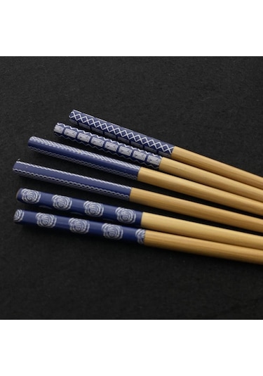 10 Pairs Yeniden Kullanılabilir Çin Klasik Ahşap Çubuklarını Geleneksel Vintage El Yapımı Doğal Çiçek Bambu Çubuklarını Suşi Araçları 2set A Diğer