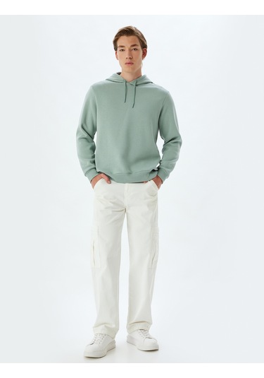 Koton Kapşonlu Sweatshirt Basic Pamuk Karışımlı Green 5wam70001mk Yeşil