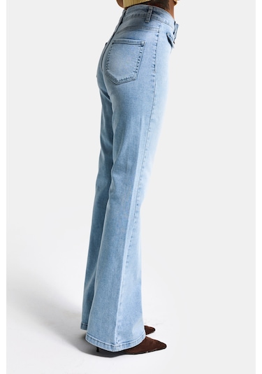 it's basic Kadın Ice 4s6-3 Flare Fit High Waist Esnek Kumaş Denim Jean Buz Mavi