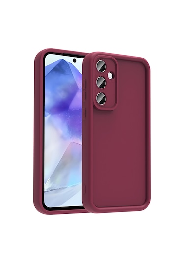 Mobilefix Galaxy Uyumlu A56 Kılıf Kamera Korumalı Ananas Kapak - Mürdüm Mürdüm