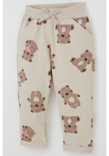 Breeze Kız Bebek Eşofman Takım Mutlu Ayıcık Desenli 6 Ay-2 Yaş, Bej Bej