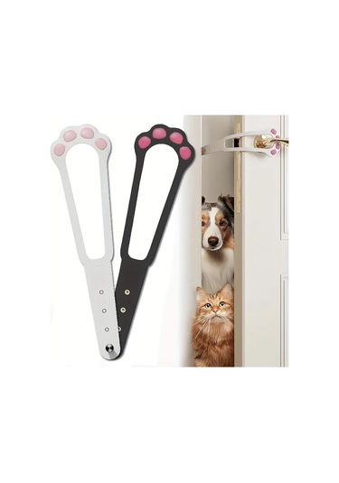 Fochsia Siyah 11.5 İnç Ayarlanabilir Evcil Hayvan Kapı Mandalı - Beyaz Kilitli Emniyet Kemeri