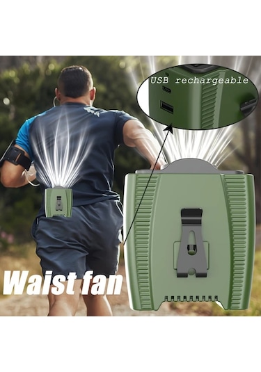 Xuweiwei 1 Adet Şarj Edilebilir 5000mah Siyah Bel Fanı 5 Hızlı Rüzgar Ayarı Taşınabilir Usb Fan Seyahat İçin