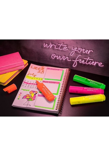 Faber-Castell Textliner 46 Şeffaf Gövde GenZ 4'lü Fosforlu Kalem Seti, Su Bazlı Mürekkep, Ergonomik Tasarım Çok Renkli