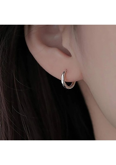 8 Mm Cerrahi Çelik Halka Küpe Gümüş Renkli Gri