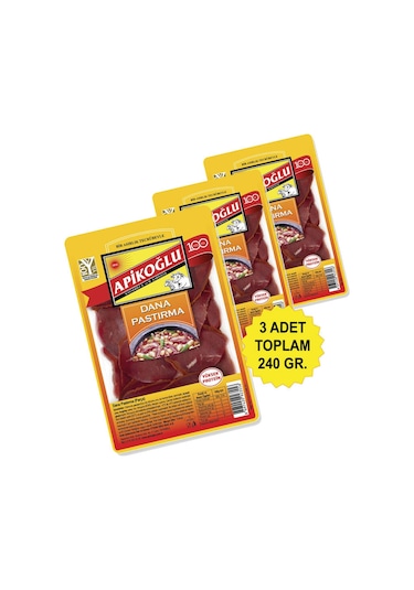 Dana Parça Pastırma 80 Gr. Üçlü Paket Toplam 240 Gr.