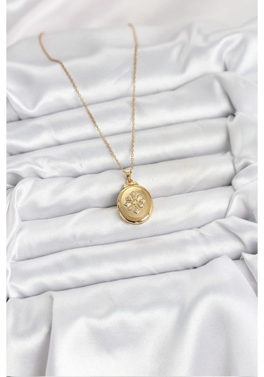 316l Çelik Zincir Gold Renk Kapaklı Açılabilir Model Kadın Kolye - Prt3500eb09349-95271 altın