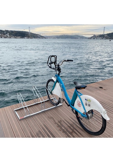 İleri Trafik Bisiklet Park Yeri Üçlü Galvaniz EKO Park Demiri Gümüş