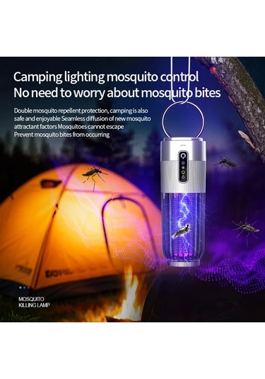 Motion003 Gri Ruizhe Sivrisinek Lambası 1200mah Usb Şarj Taşınabilir Elektrikli Öldürücü 3 Seviyeli Zamanlayıcı Gece Lambası