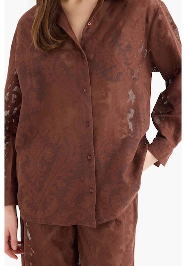 DeFacto Regular Fit Dantel Detaylı Plaj Gömleği-Fall in Love D9768AX25SMBN319