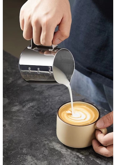 304 Çelik 350 Ml Kahve Süt Köpürtme Potu Sütlük Pitcher Cin502