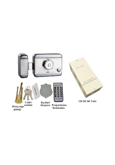 Marelli Smart Motorlu Otomat Sessiz-güvenli Elektrikli Trajlı Apartman Kapı Kilidi + Kartlı Sistemi + Trafosu + 25 Çip