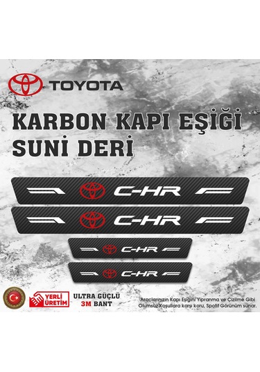 Toyota Chr Uyumlu Deri Karbon Kapı Eşiği Koruyucu Bant 4 Adet