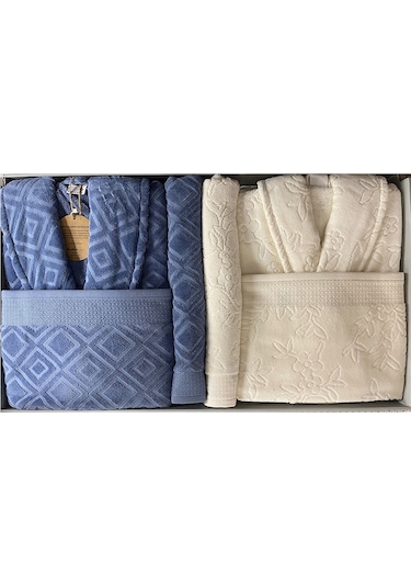 Özdilek Pastoral Krem-Lacıvert Aile Seti Krem