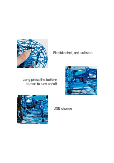 Mini Uçan Soğuk Işık İndüksiyon Askı Drone El İle Hareket Kontrolü Dört Kanatlı Uçan Oyuncak Hediye Mavi